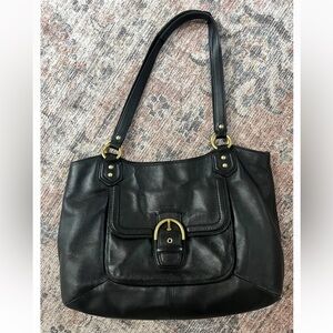 Coach Campbell Carryall Large Black Leather Shoulder Bag
